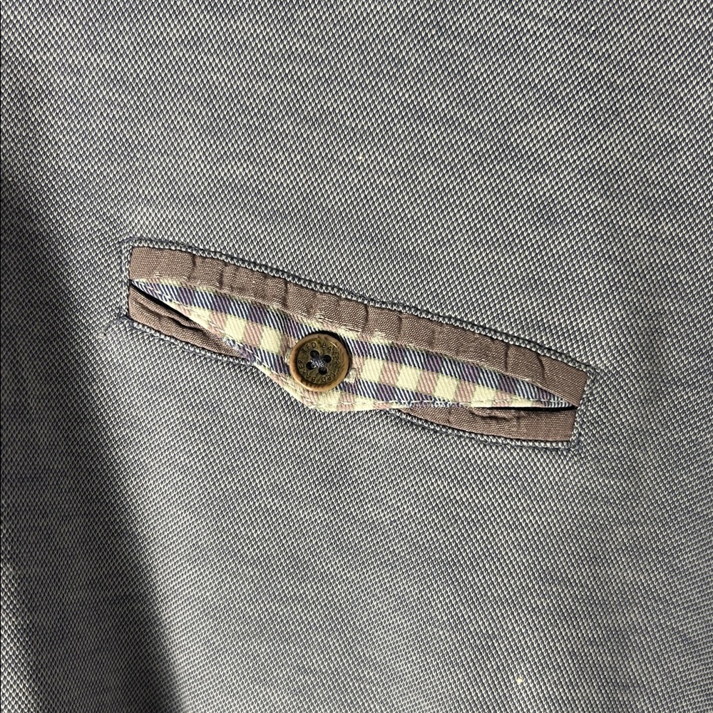 Ted Baker polo Shirt with Gray and Purple Accents men’s size 5 checkered collar - Picture 7 of 12